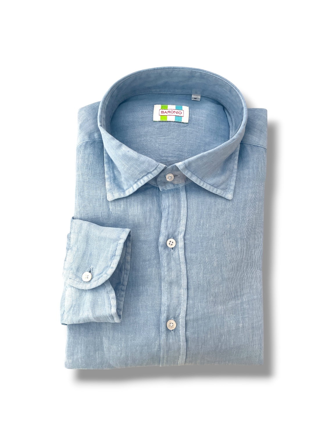 CAMICIA REGULAR FIT IN 100% LINO COLOR CELESTE - immagine 3