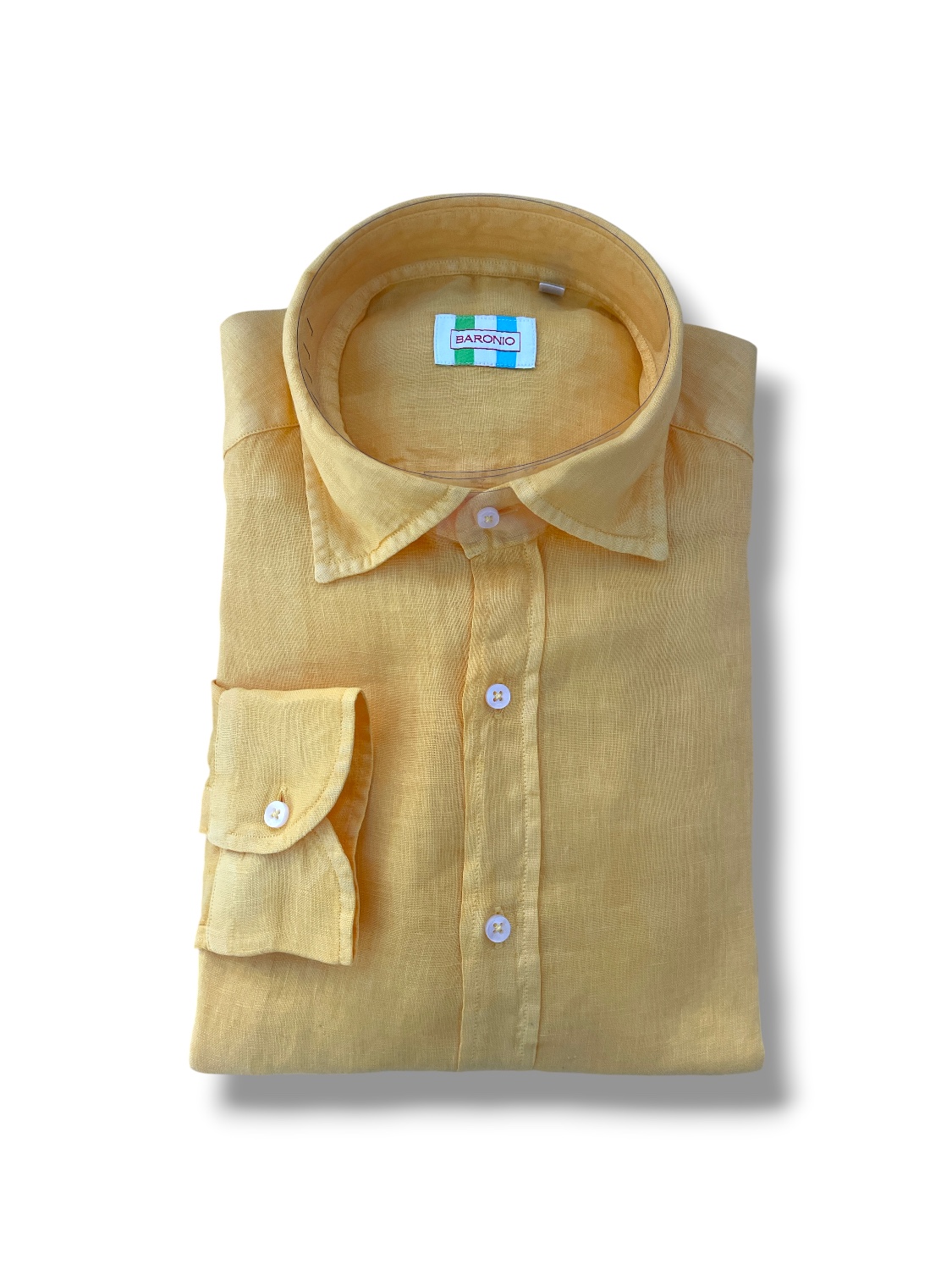 CAMICIA REGULAR FIT IN 100% LINO COLOR GIALLO - immagine 5