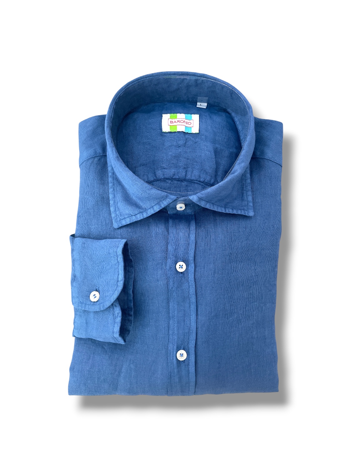 CAMICIA REGULAR FIT IN LINO COLOR BLU ROYAL - immagine 3