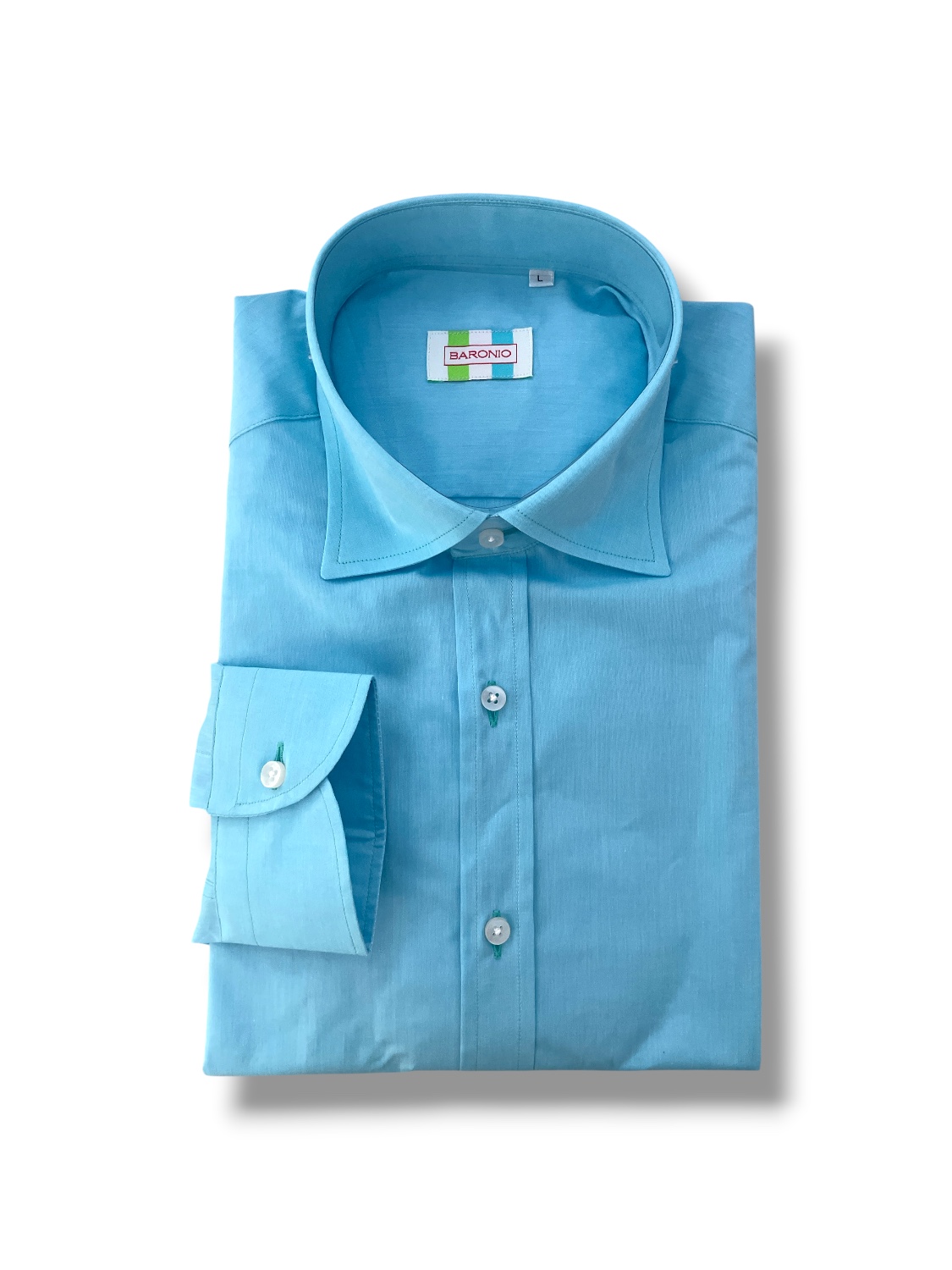 CAMICIA REGULAR FIT IN PURO COTONE COLOR ACQUAMARINA - immagine 3