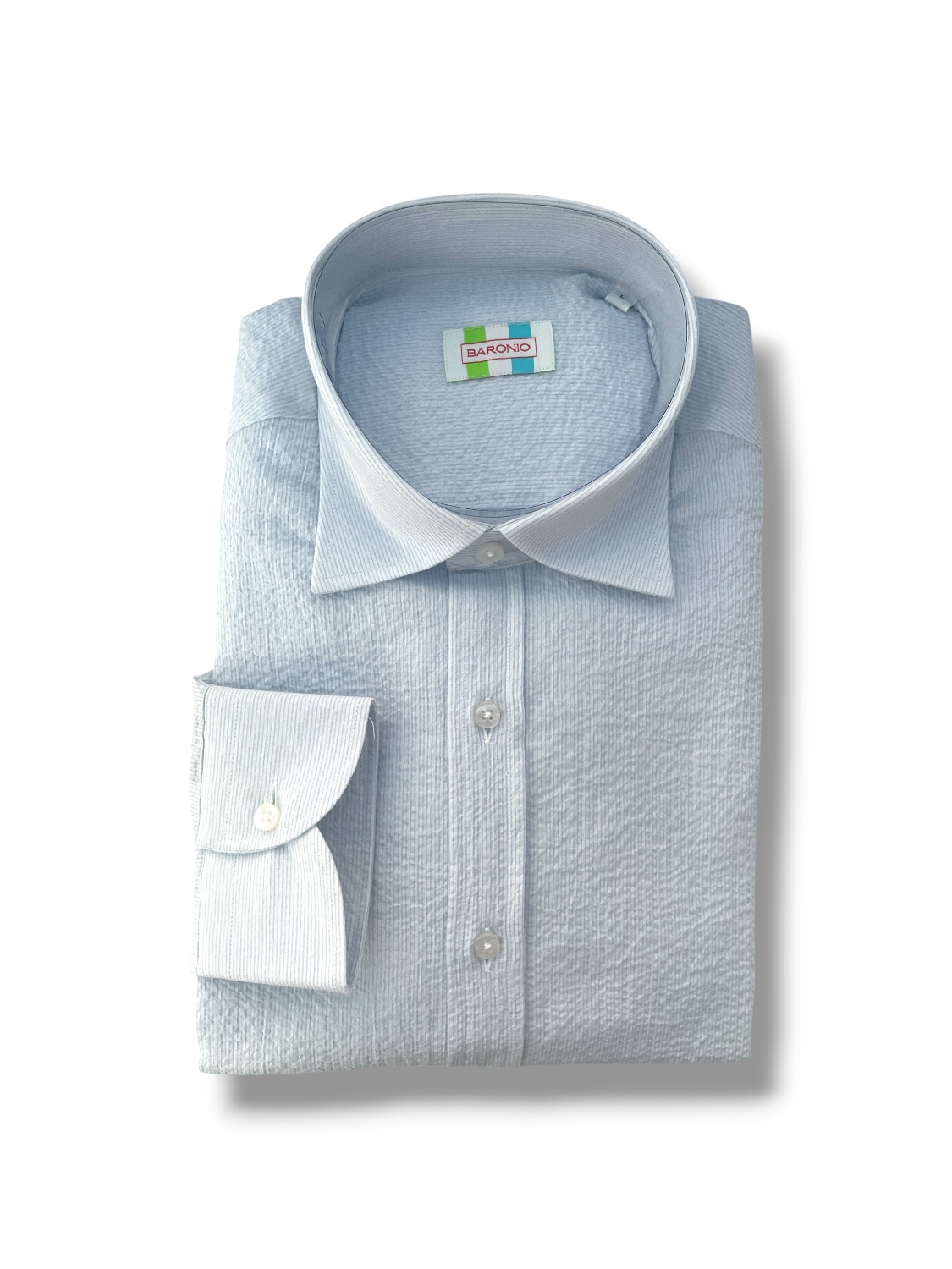CAMICIA REGULAR FIT SEERSUCKER COLOR CELESTE - immagine 5