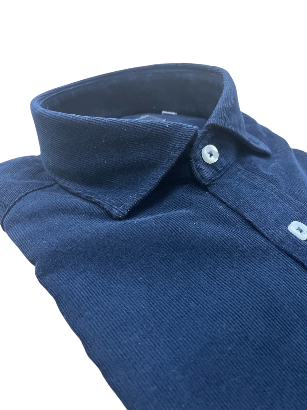 CAMICIA REGULAR FIT IN VELLUTO COLOR BLU SCURO - immagine 2