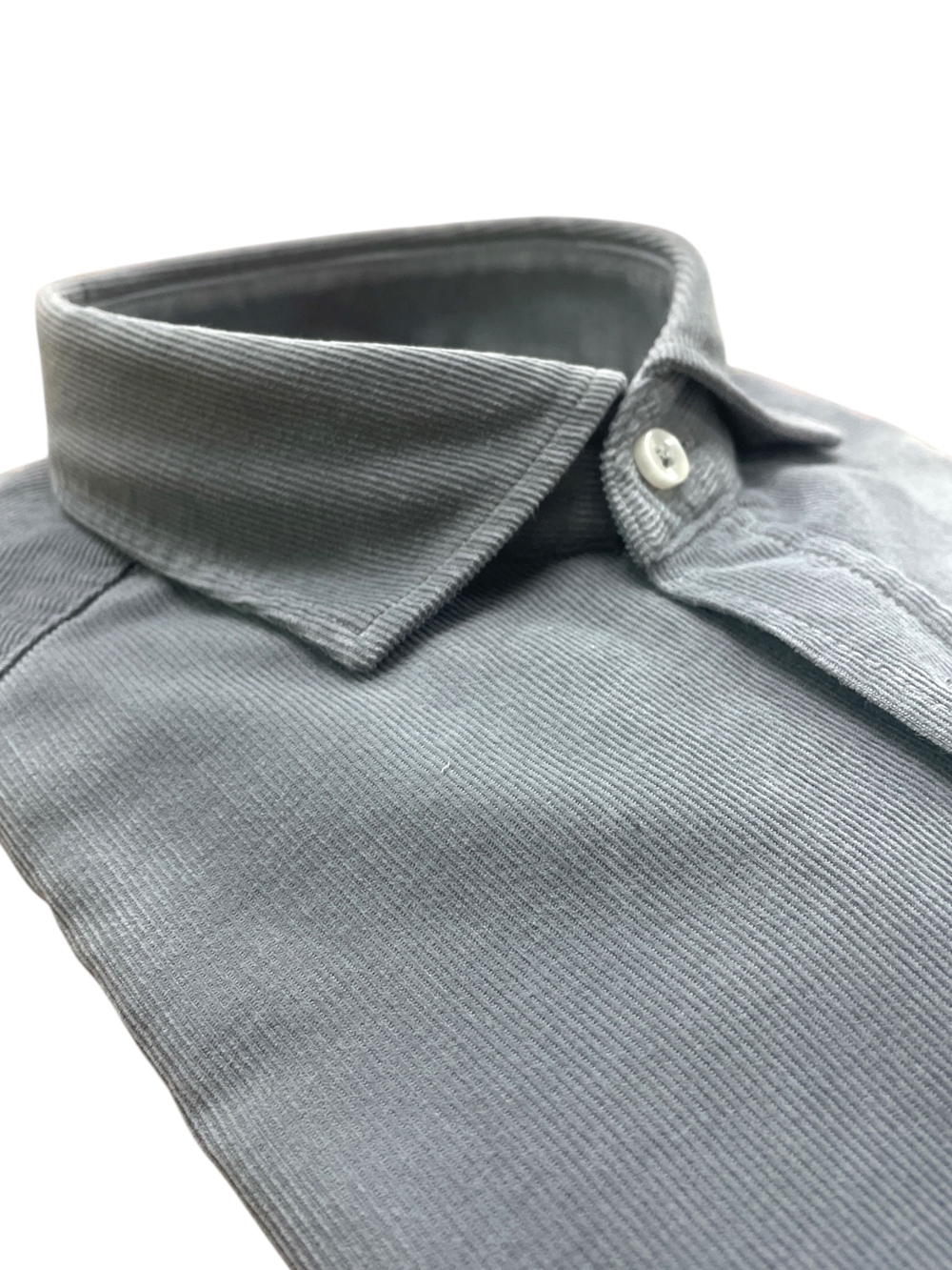 CAMICIA REGULAR FIT IN VELLUTO COLOR GRIGIO - immagine 2