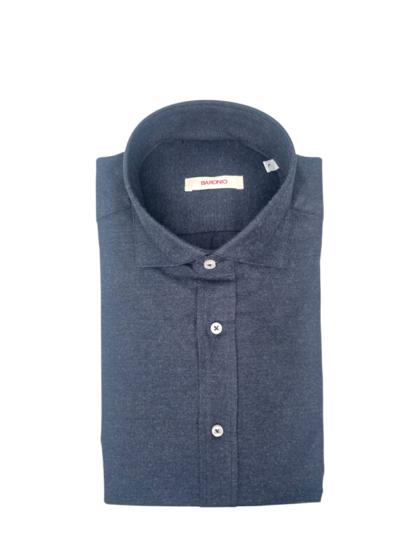 CAMICIA REGULAR FIT IN FLANELLA ARMATURATA COLOR BLU SCURO