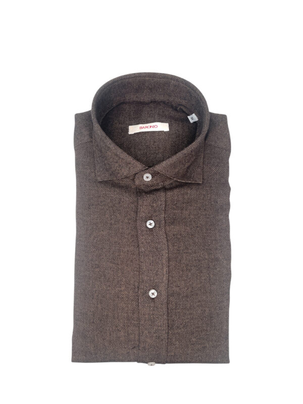 CAMICIA REGULAR FIT IN FLANELLA ARMATURATA COLOR TEGOLA