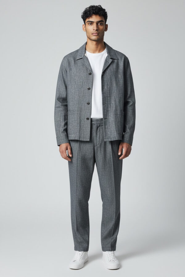 GIACCA CAMICIA IN DENIM CHAMBRAY COLOR BLU SCURO