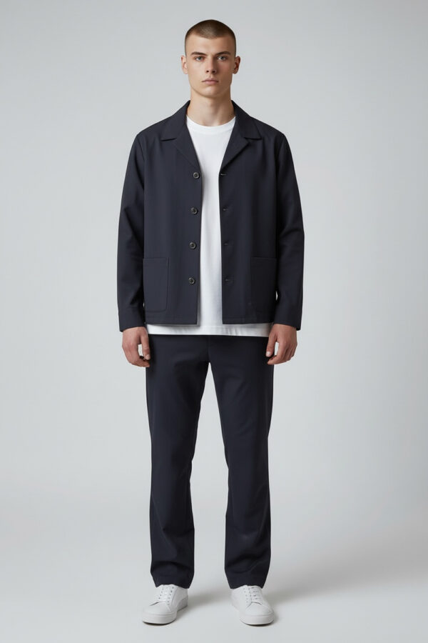 GIACCA CAMICIA IN FRESCO LANA COLOR BLU SCURO