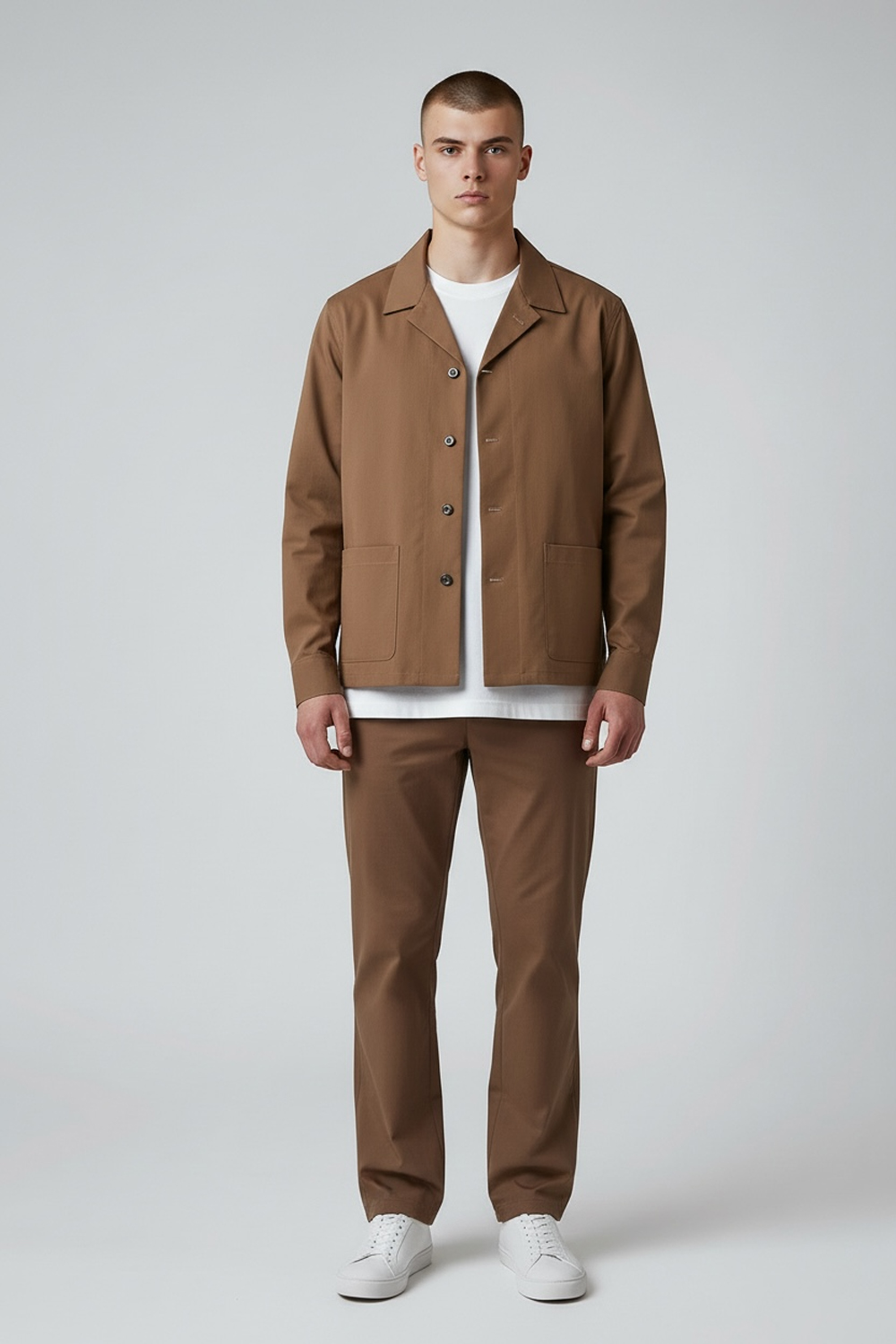 GIACCA CAMICIA IN FRESCO LANA COLOR TEGOLA