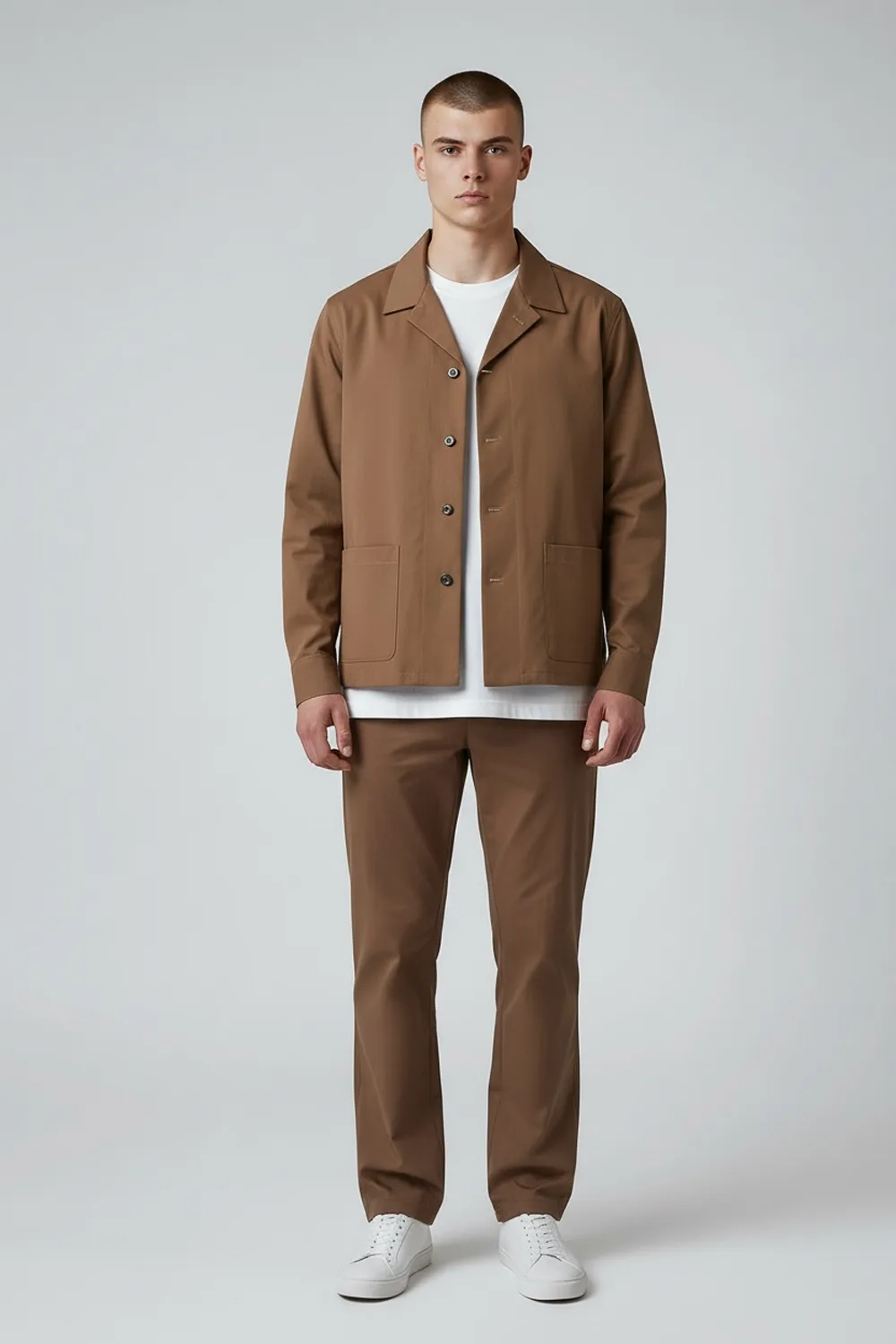 GIACCA CAMICIA IN FRESCO LANA COLOR TEGOLA
