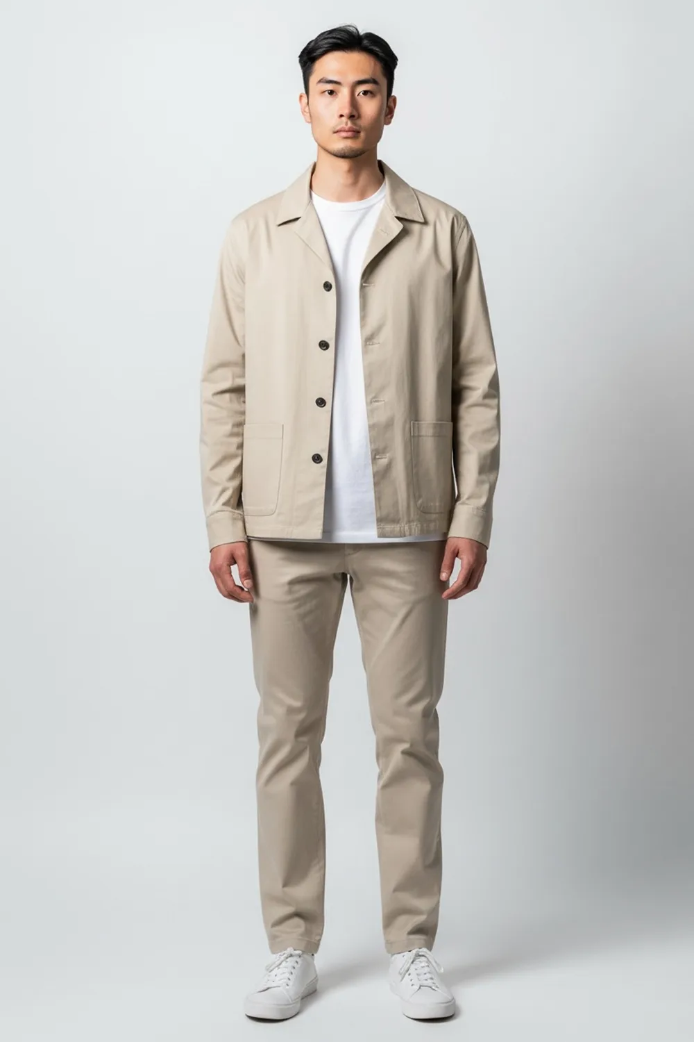 GIACCA CAMICIA IN COTONE COLOR BEIGE