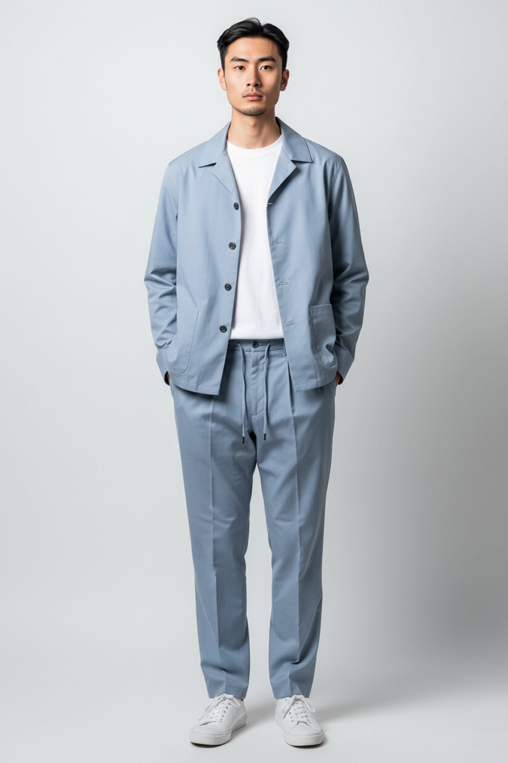 GIACCA CAMICIA IN COTONE COLOR CARTA DA ZUCCHERO