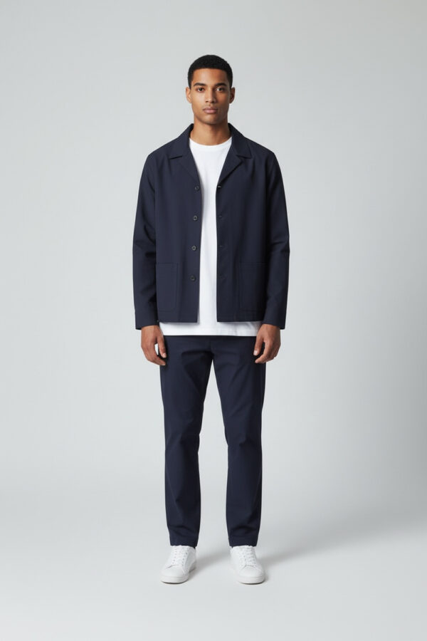 GIACCACAMICIA IN GABARDINE COLOR BLU SCURO
