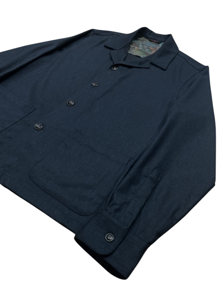 GIACCA CAMICIA IN LANA COLOR BLU SCURO - immagine 2