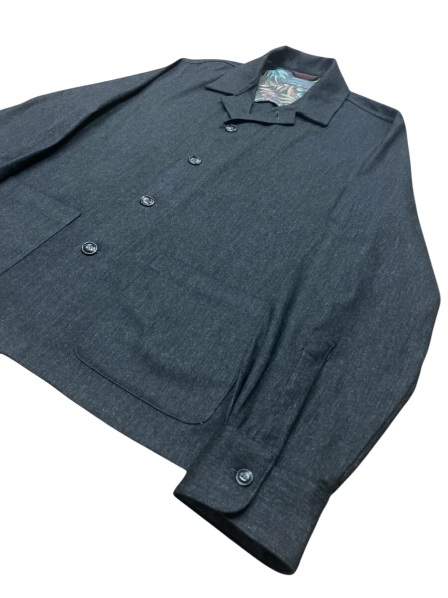 GIACCA CAMICIA IN LANA COLOR GRIGIO SCURO - immagine 2