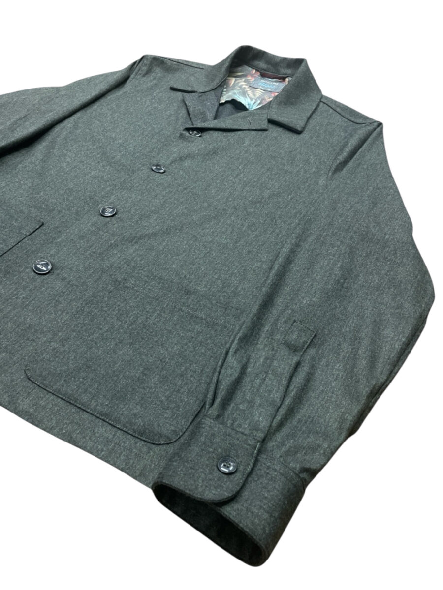 GIACCA CAMICIA IN LANA COLOR VERDE MILITARE - immagine 2