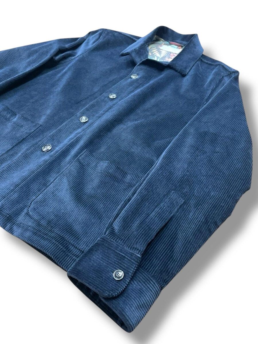 GIACCA CAMICIA IN VELLUTO COLOR BLU SCURO - immagine 2