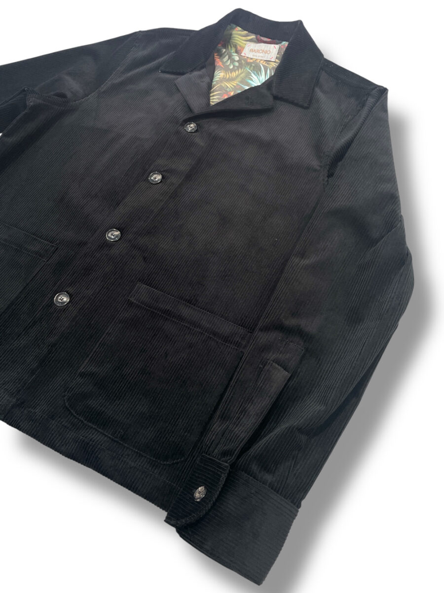 GIACCA CAMICIA IN VELLUTO COLOR NERO - immagine 2
