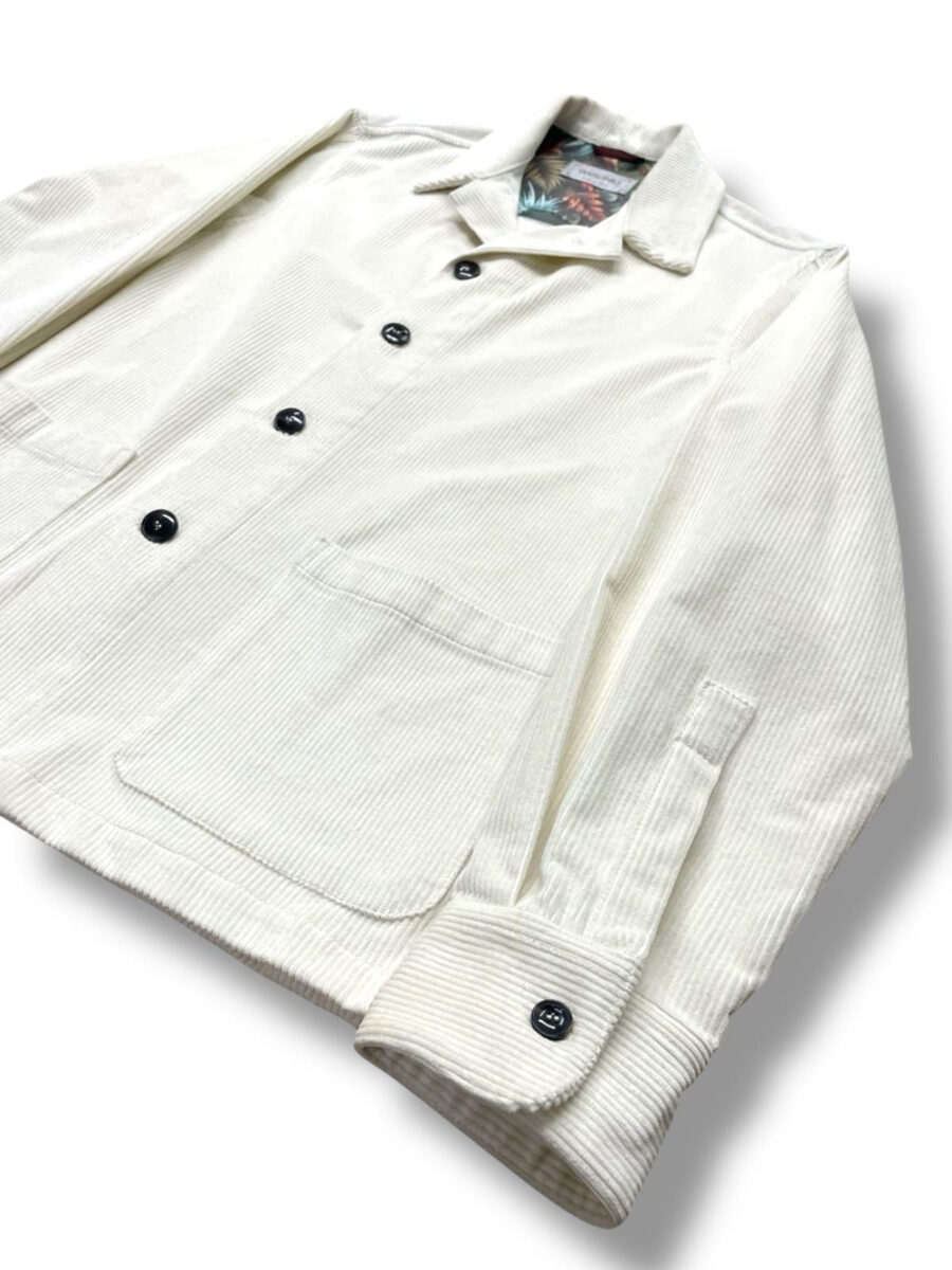 GIACCA CAMICIA IN VELLUTO COLOR PANNA - immagine 2