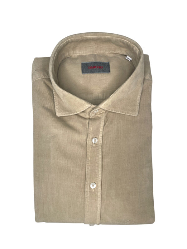 CAMICIA REGULAR FIT IN VELLUTO COLOR BEIGE