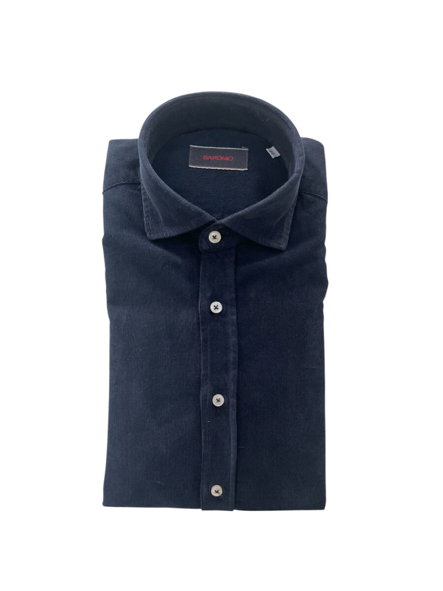 CAMICIA REGULAR FIT IN VELLUTO COLOR BLU SCURO