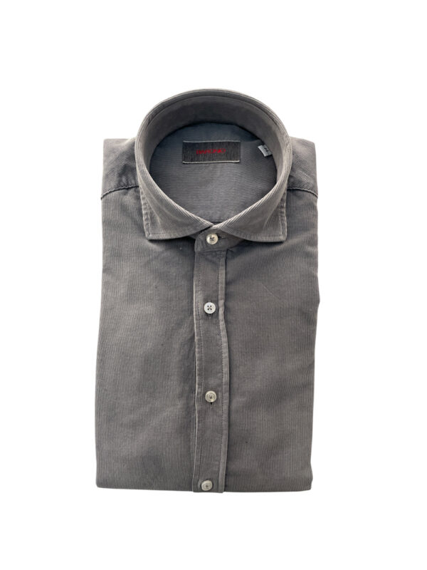 CAMICIA REGULAR FIT IN VELLUTO COLOR GRIGIO