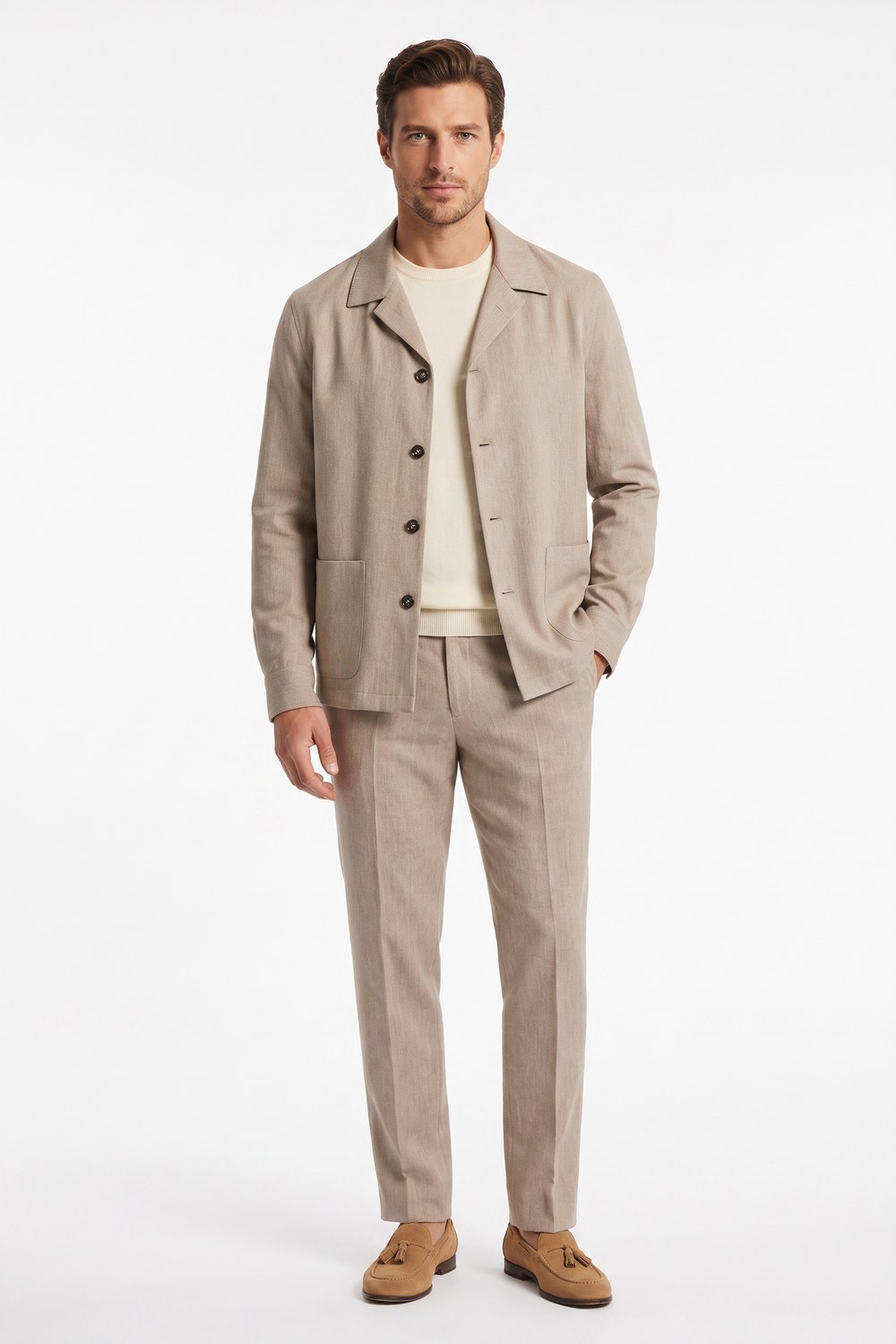 OVERSHIRT IN LANA BEIGE COLOR BEIGE