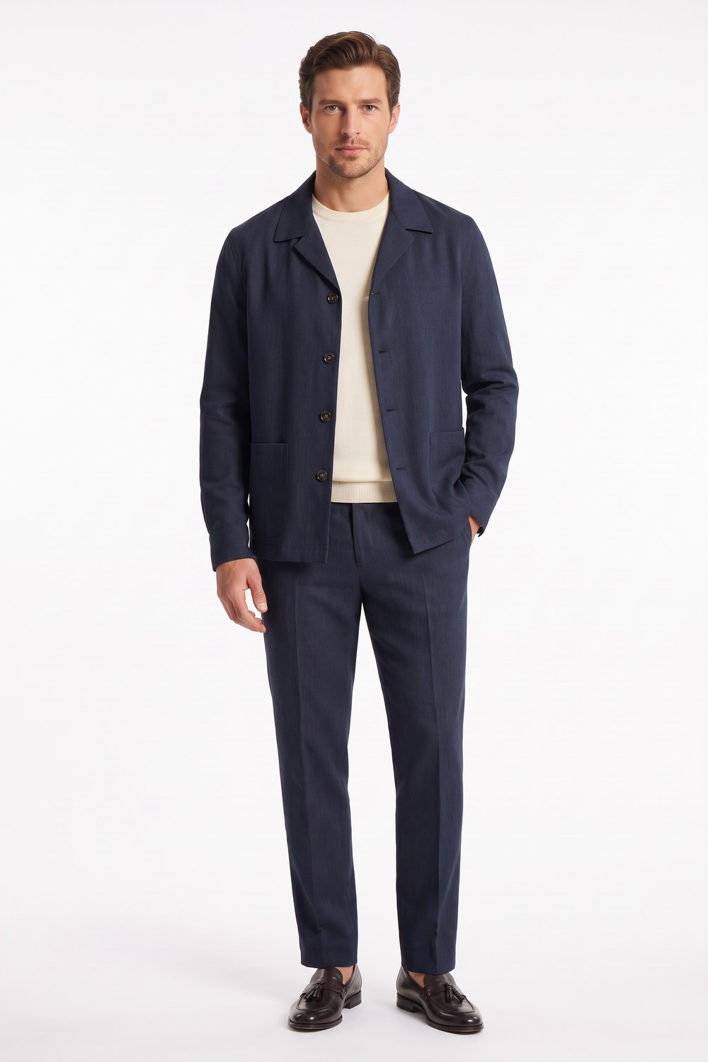 OVERSHIRT IN LANA BLU SCURO COLOR BLU SCURO