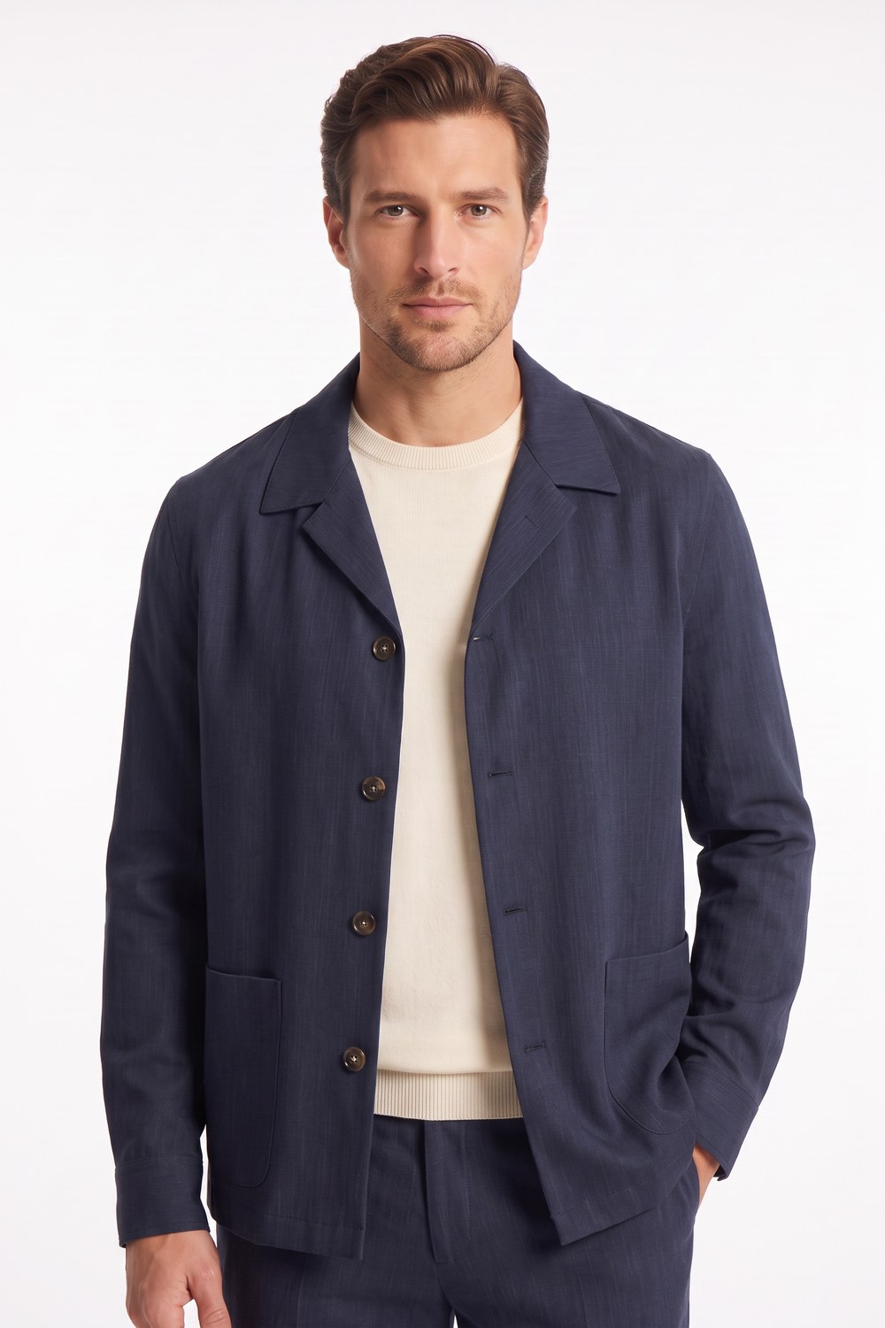 Overshirt in lana blu scuro Regular fit - immagine 3
