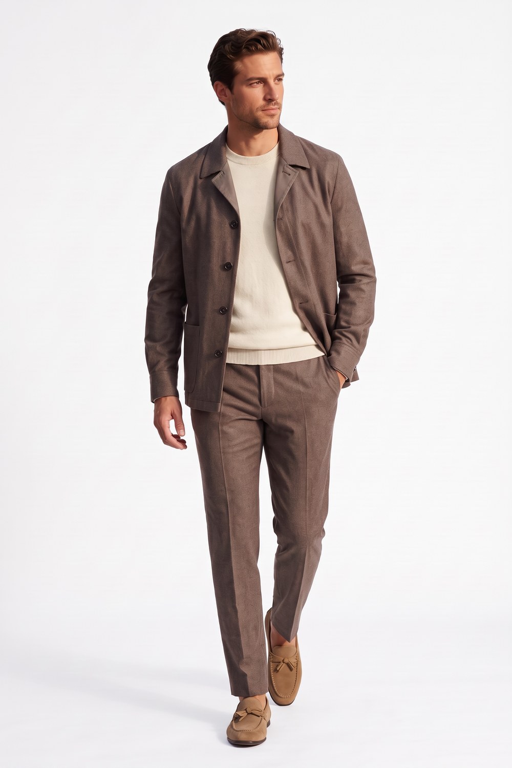 OVERSHIRT IN LANA TORTORA COLOR TORTORA
