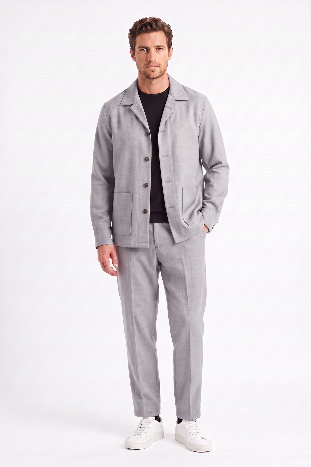 Overshirt in tasmania in grigio medio Regular fit