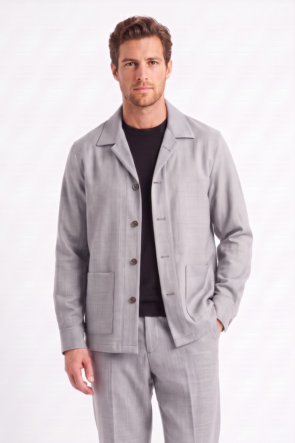 Overshirt in tasmania in grigio medio Regular fit - immagine 3