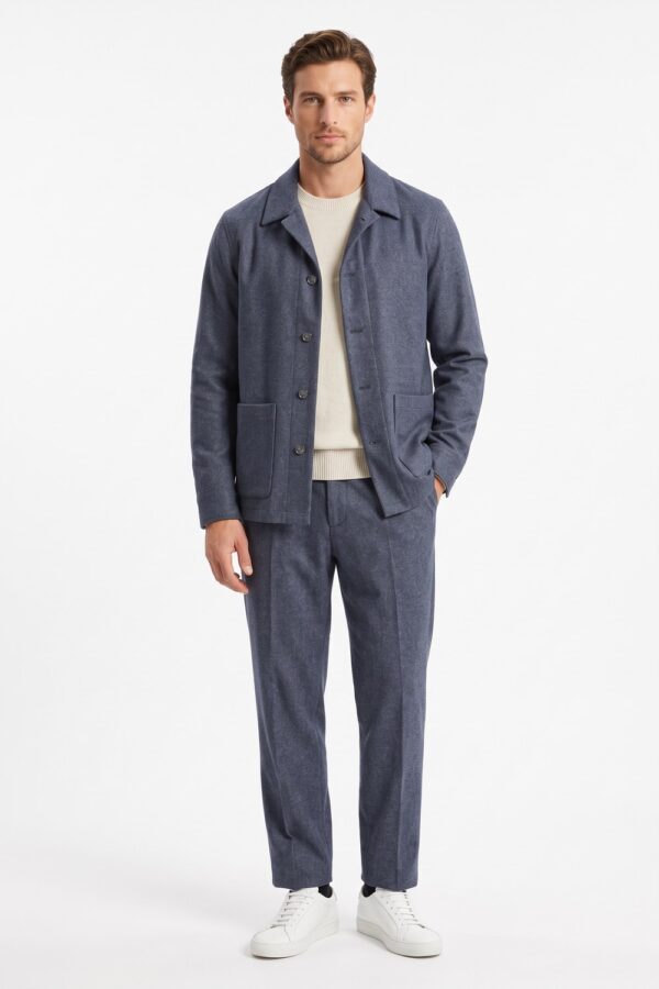 Overshirt in lana blu scuro Regular fit