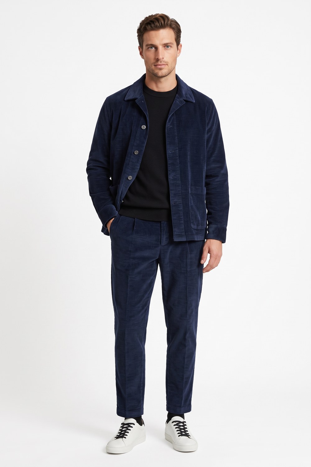 Overshirt in velluto 500 righe blu scuro Regular fit