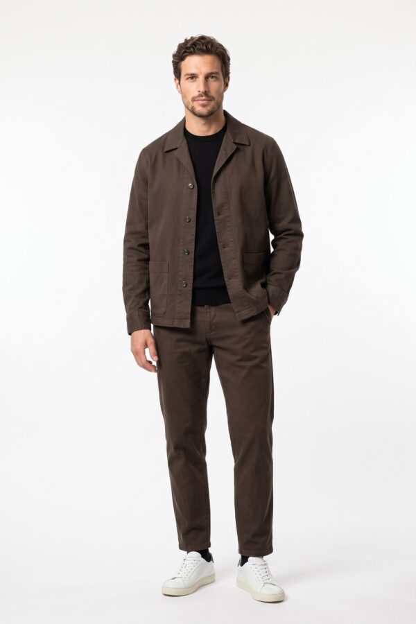 Overshirt in cotone diagonale moro Regular fit