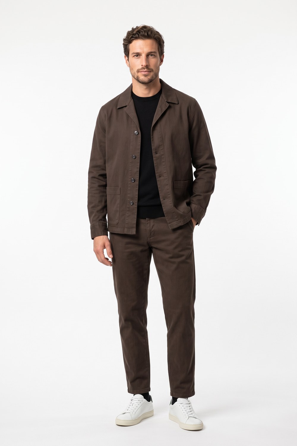 Overshirt in cotone diagonale moro Regular fit