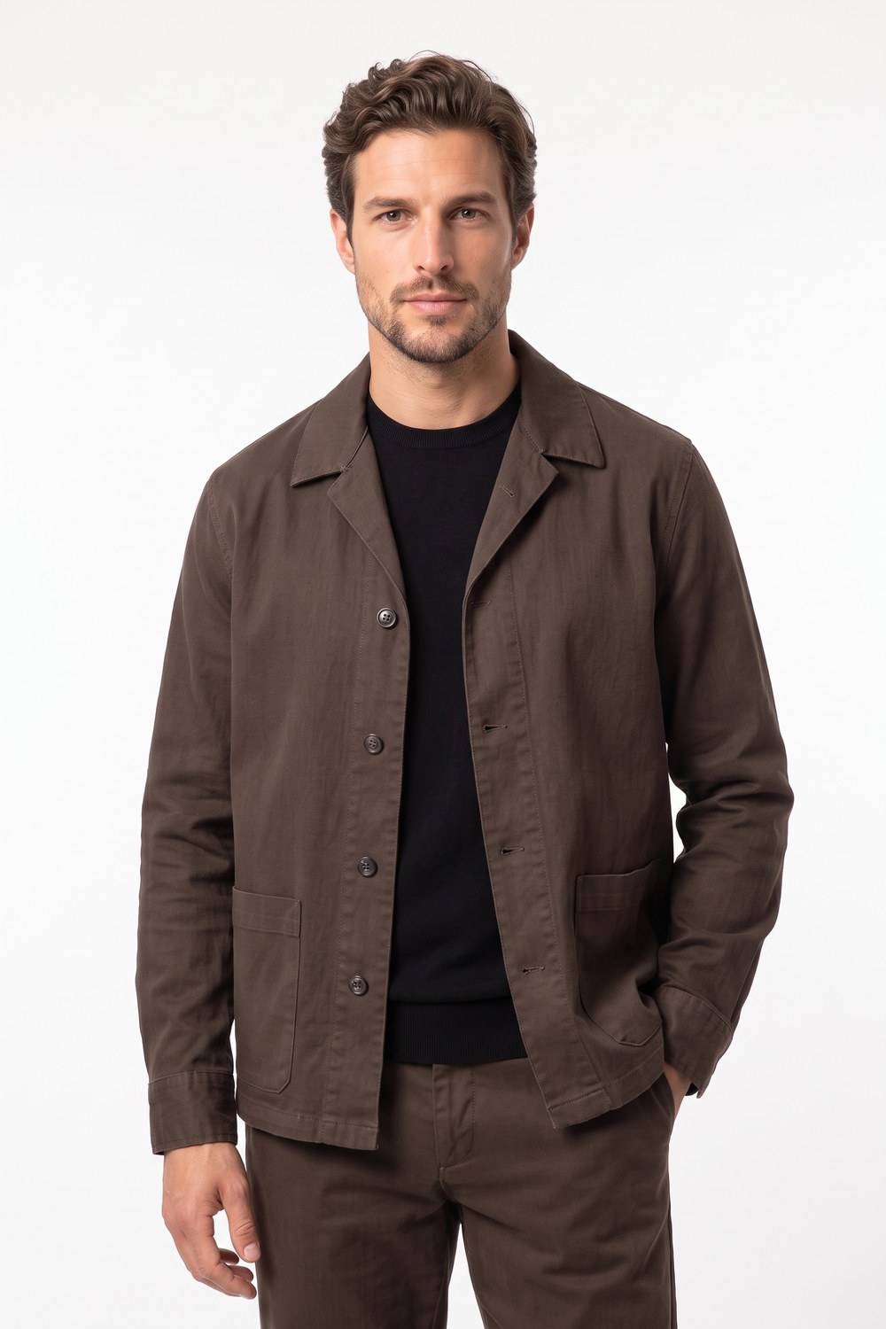Overshirt in cotone diagonale moro Regular fit - immagine 3