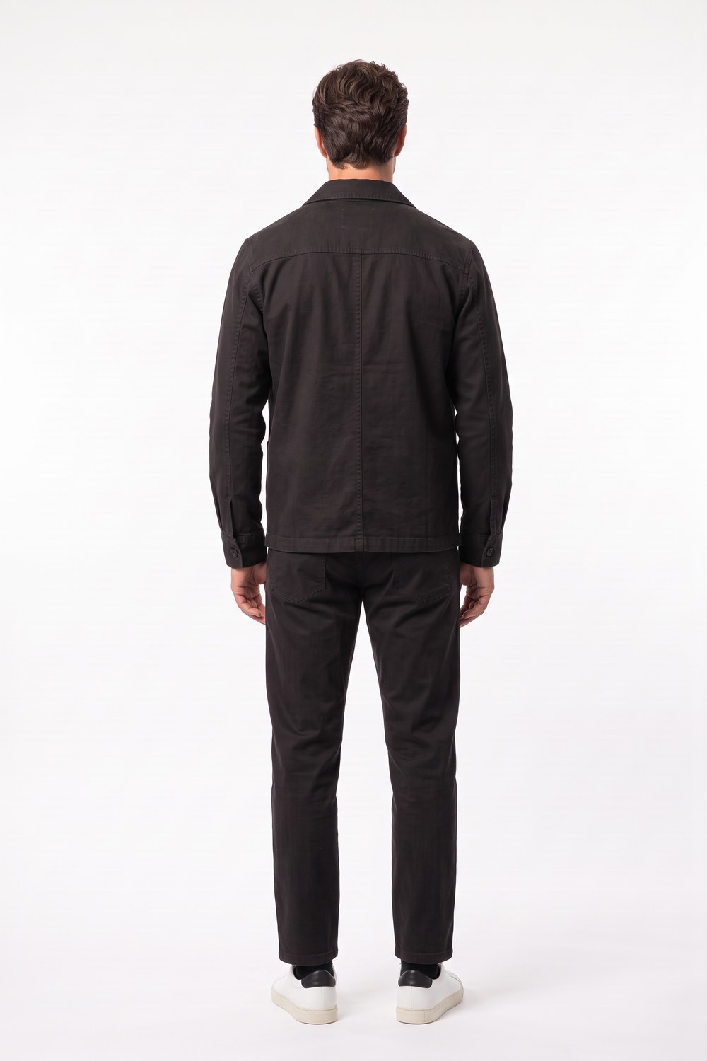 Overshirt in cotone diagonale nero Regular fit - immagine 2