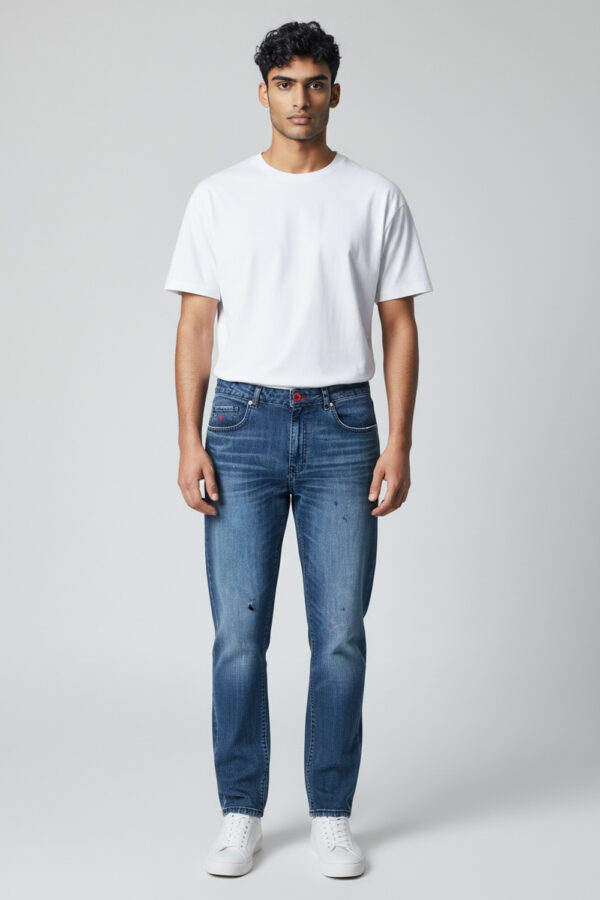 DENIM 5 TASCHE REGULAR FIT CON GOCCIE DI DIVERSE MEDIUM WASH