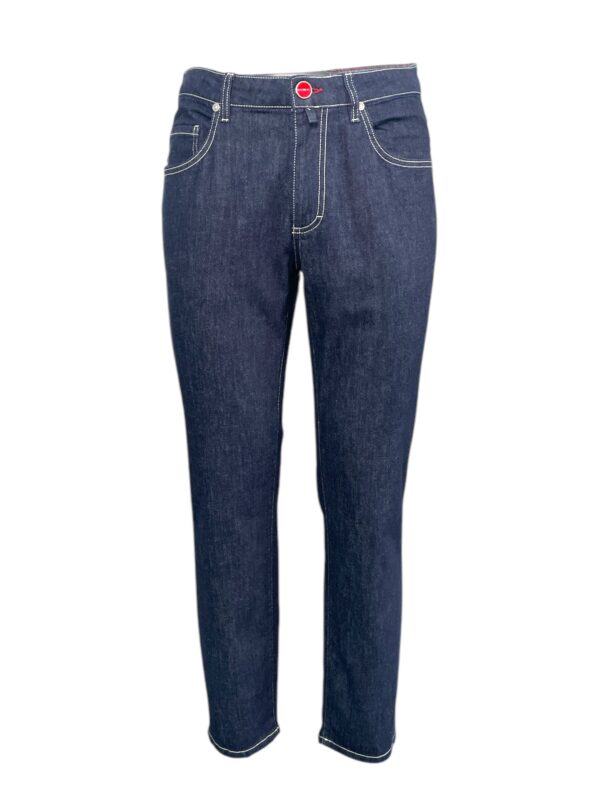 JEANS 5 TASCHE CON CUCITURE BIANCHE COLOR DARK WASH