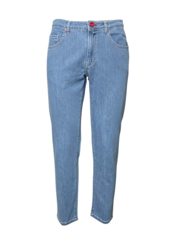 JEANS 5 TASCHE CON CUCITURE BIANCHE COLOR LIGHT WASH