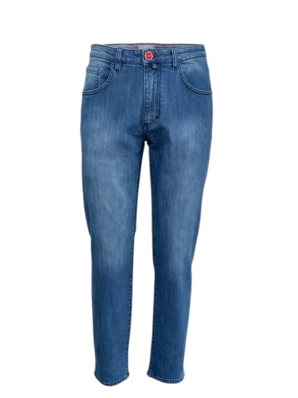 JEANS 5 TASCHE CON CUCITURE BLU COLOR LIGHT WASH