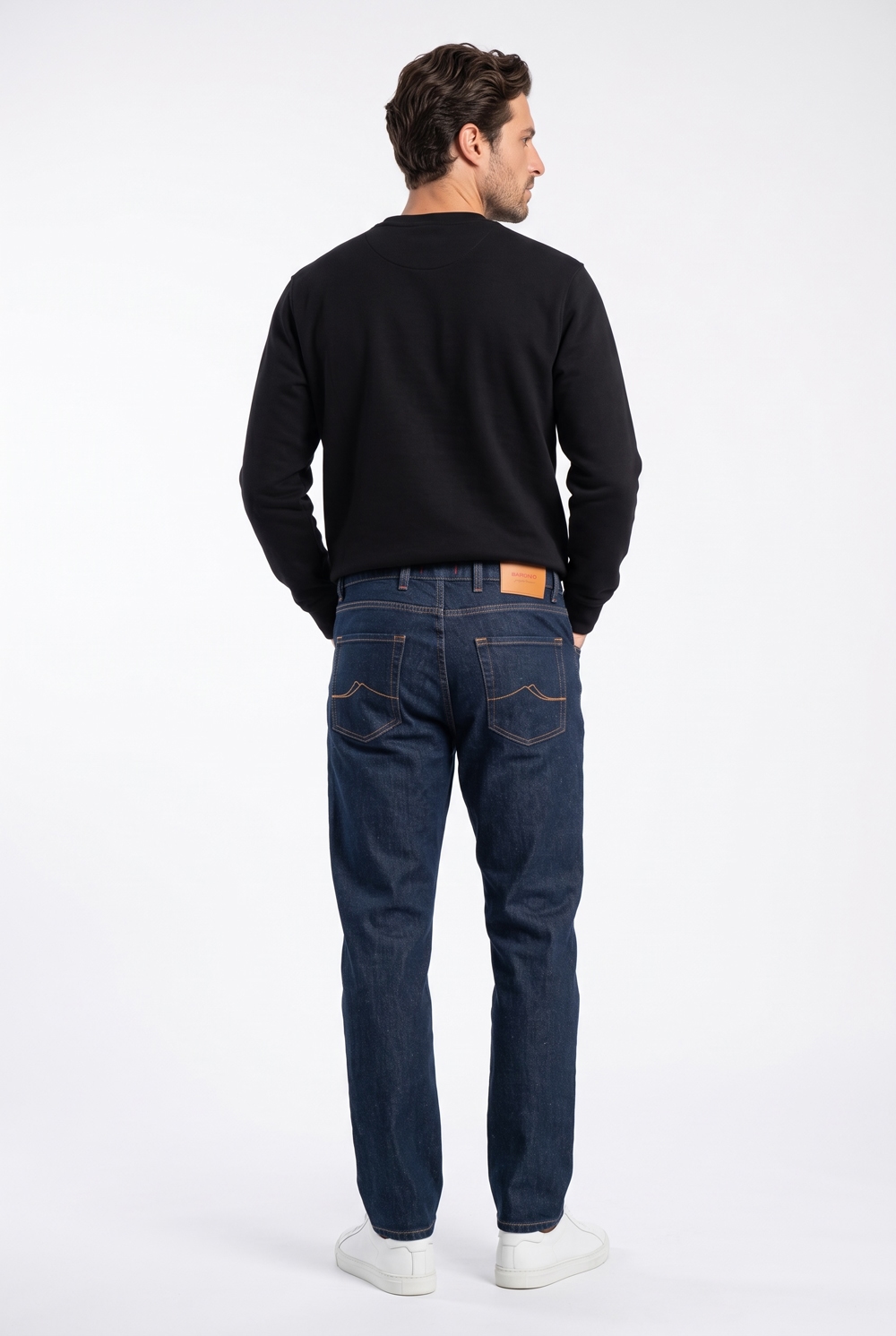 Denim blu scuro cuciture tabacco Regular fit - immagine 2