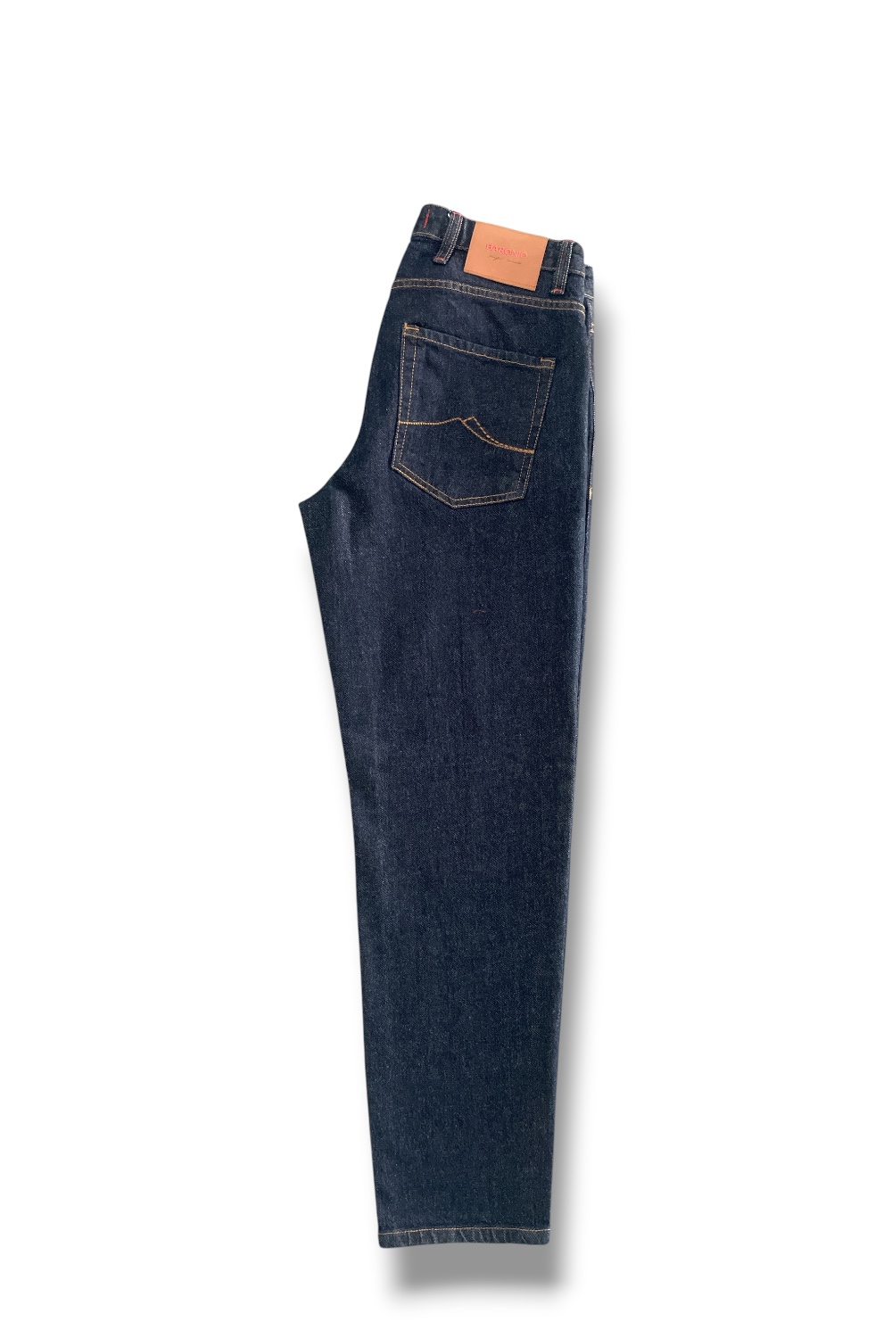 Denim blu scuro cuciture tabacco Regular fit - immagine 3