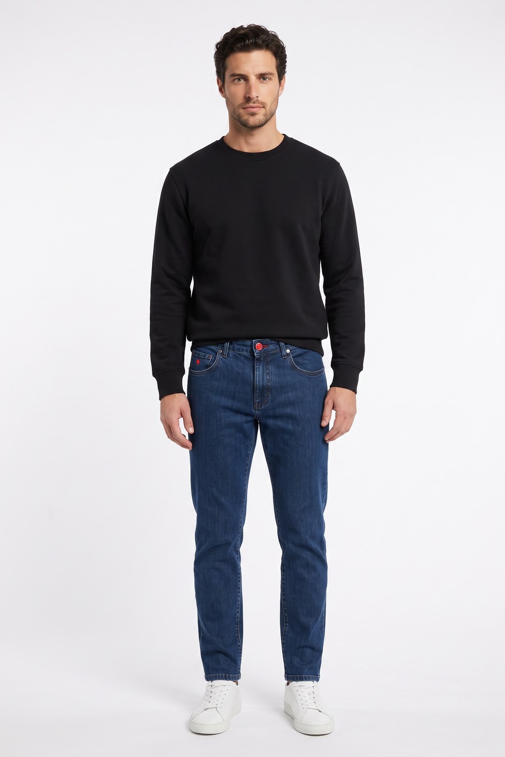 DENIM DARK BLU STONE WASH CUCITURE BLU COLOR BLU SCURO