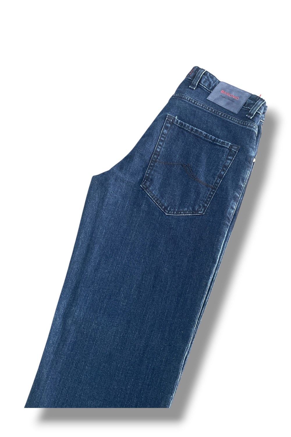 Denim dark blu stone wash cuciture blu Regular fit color blu scuro - immagine 4