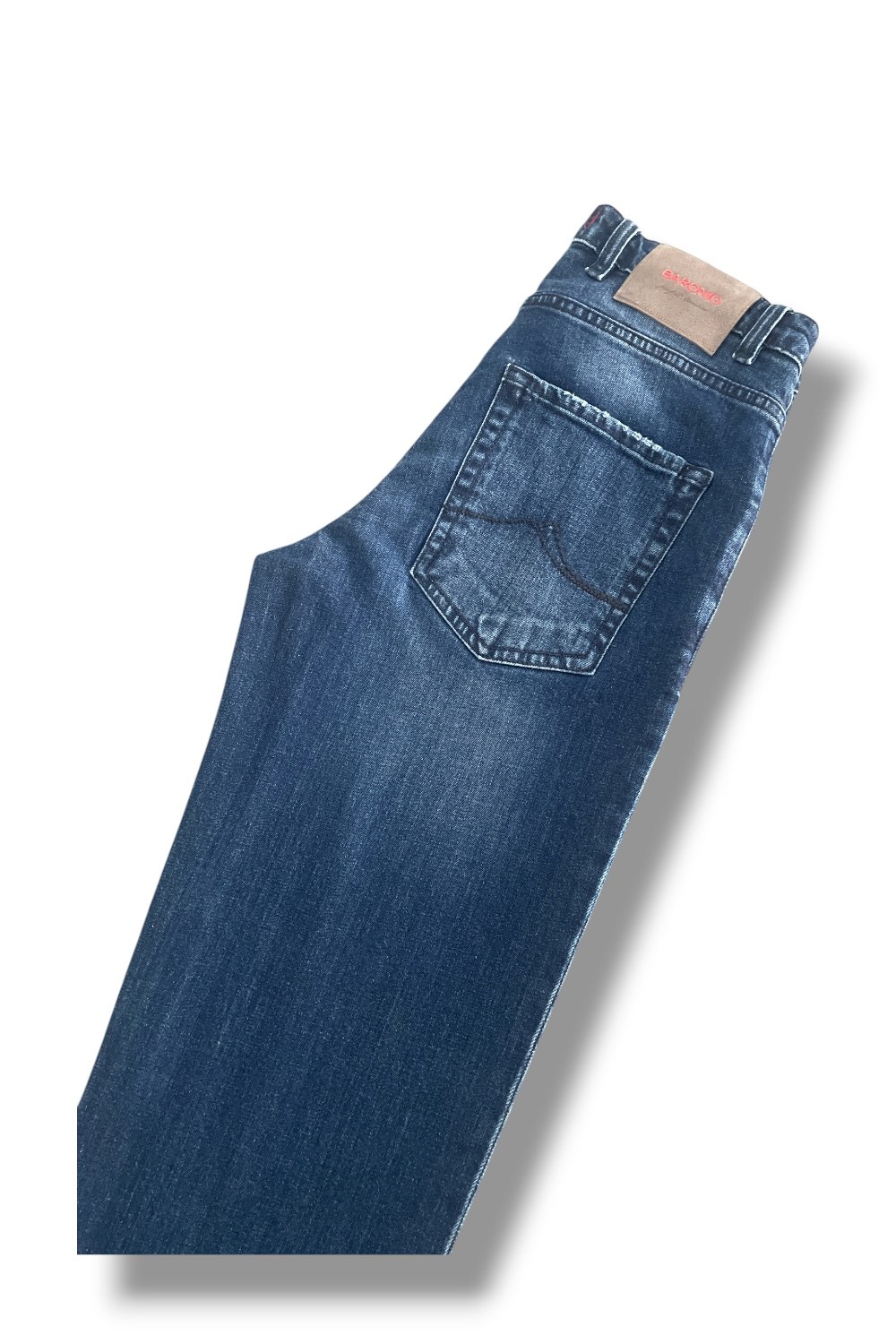 Denim used stone wash cuciture blu Regular fit color blu scuro - immagine 2