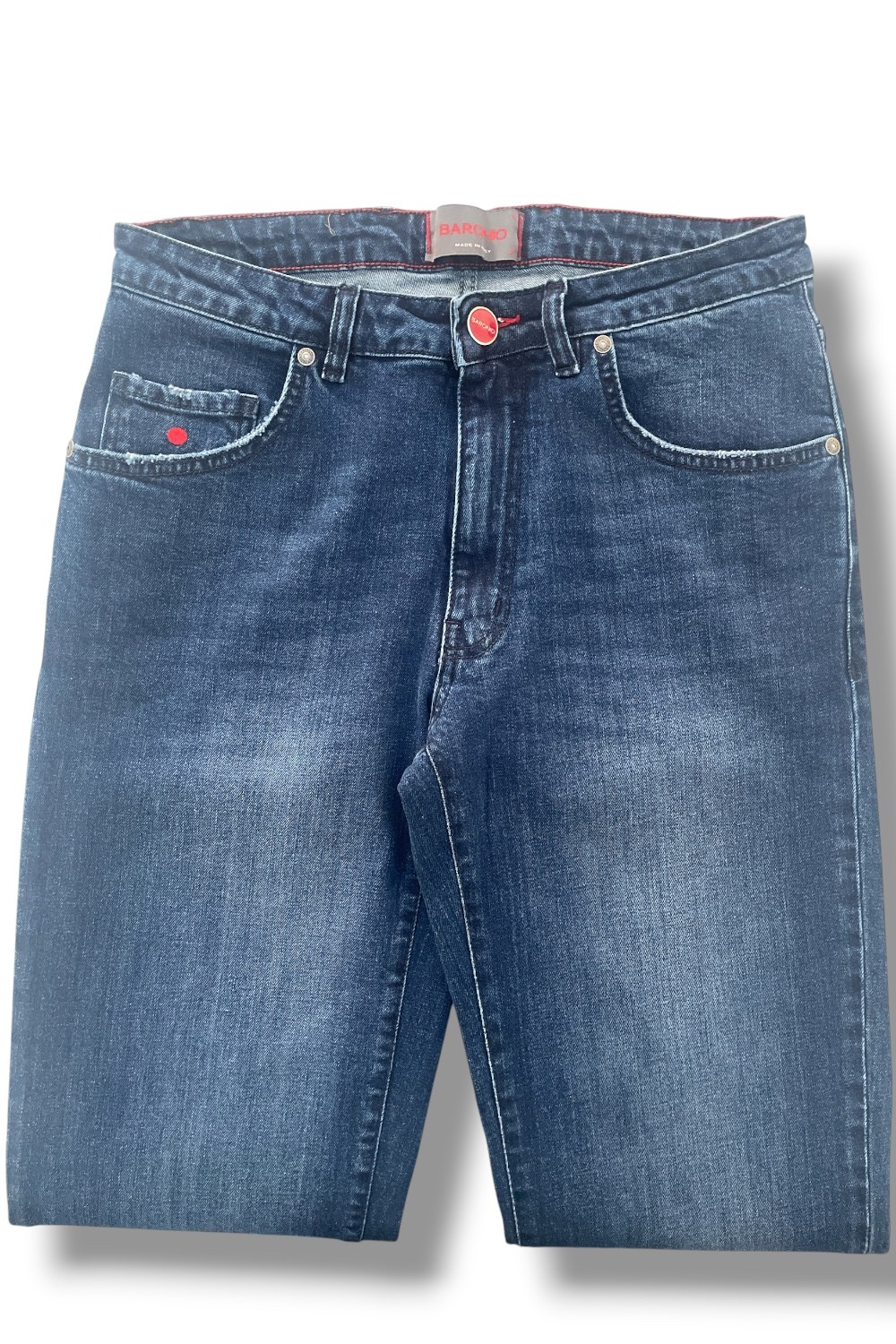 Denim used stone wash cuciture blu Regular fit color blu scuro - immagine 3