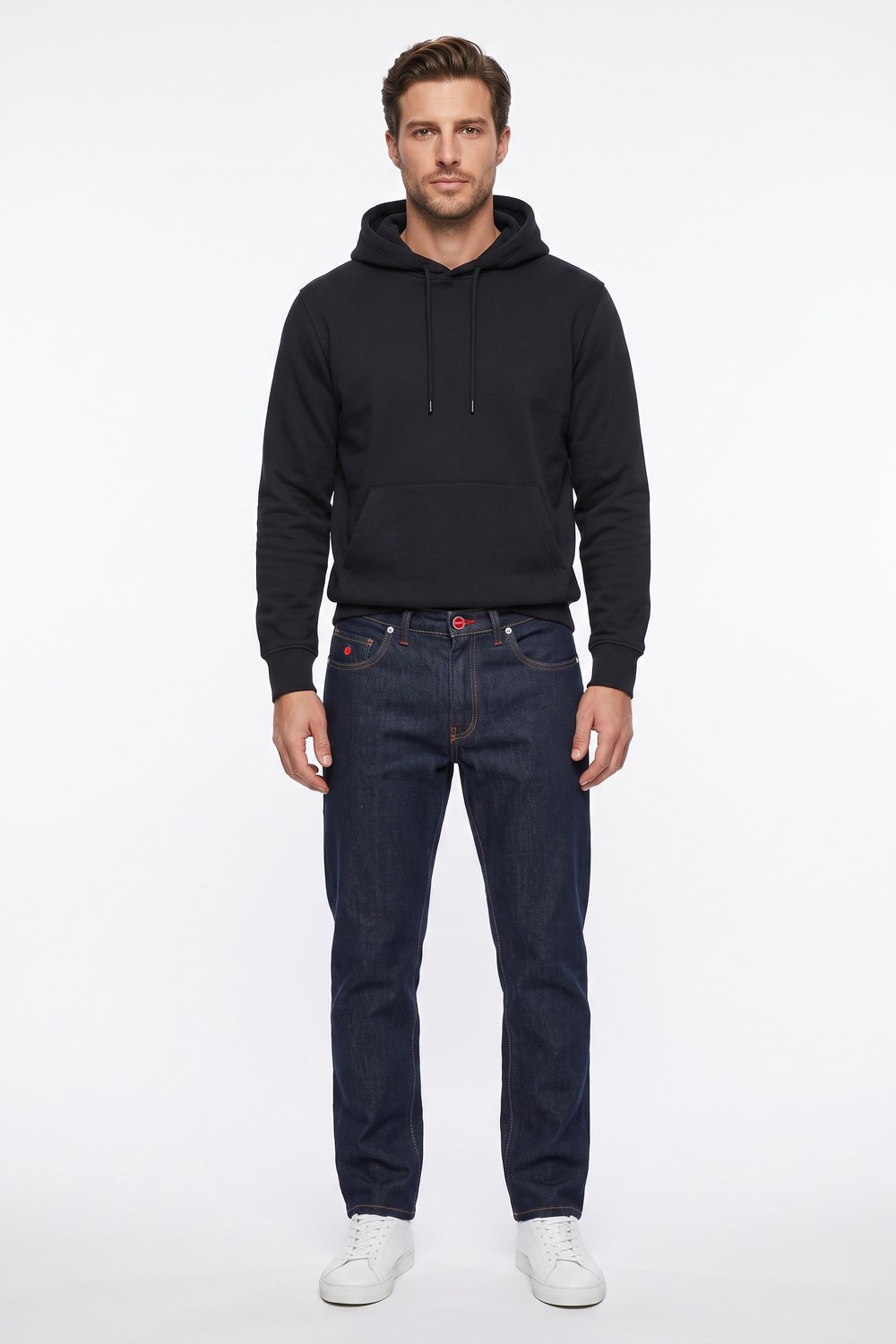 DENIM USED STONE WASH CUCITURE TABACCO COLOR BLU SCURO