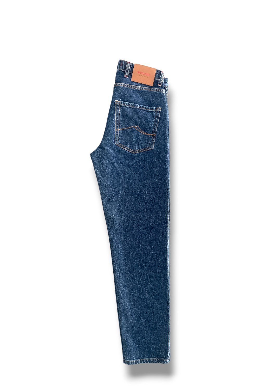 Denim medium wash tessuto giapponese Regular fit color blu scuro - immagine 3