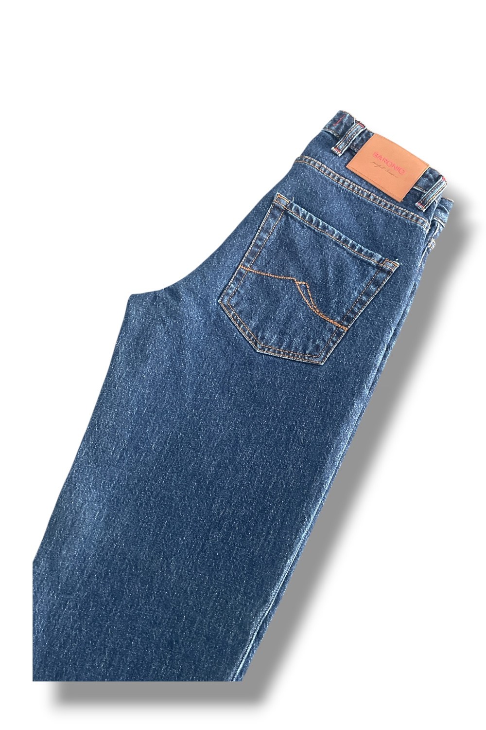 Denim medium wash tessuto giapponese Regular fit color blu scuro - immagine 4